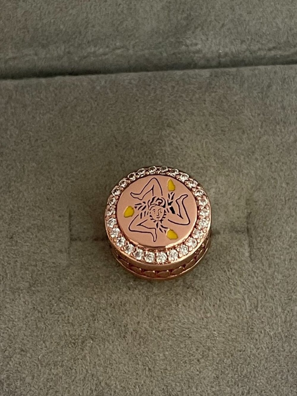 Pandora Sicilia Bead Charm with yellow and orange enamel|Travel Bead Charm